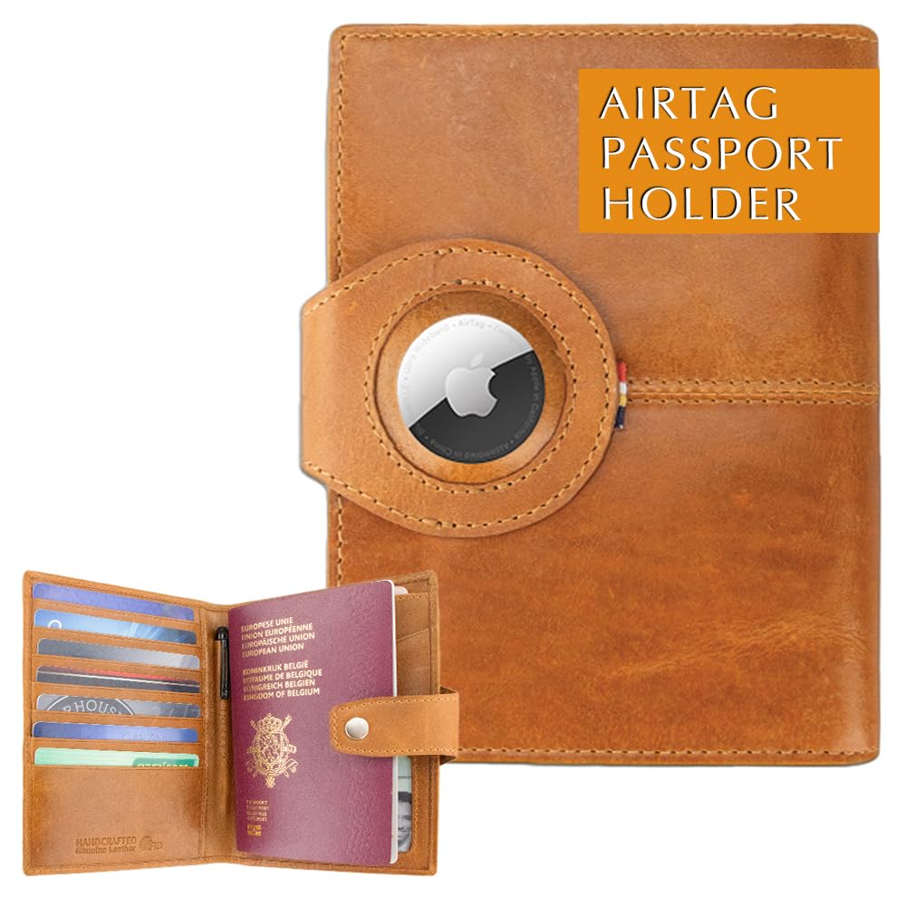 AirTag Passport Holder – RFID Leather Travel Wallet - Abbycart