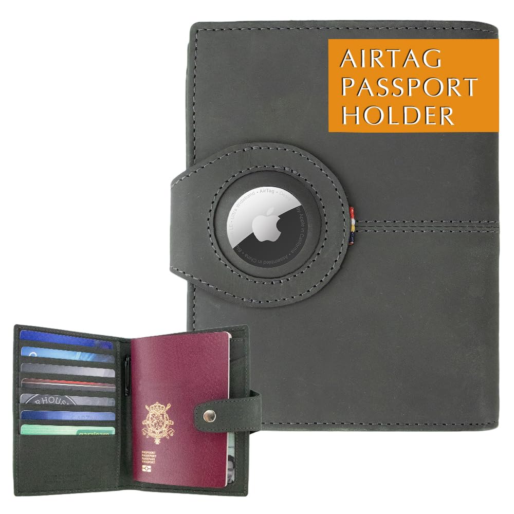 AirTag Passport Holder – RFID Leather Travel Wallet - Abbycart