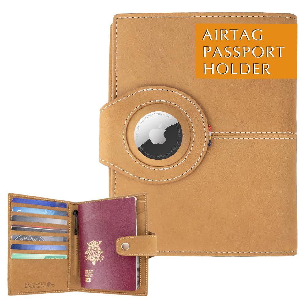 AirTag Passport Holder – RFID Leather Travel Wallet - Abbycart