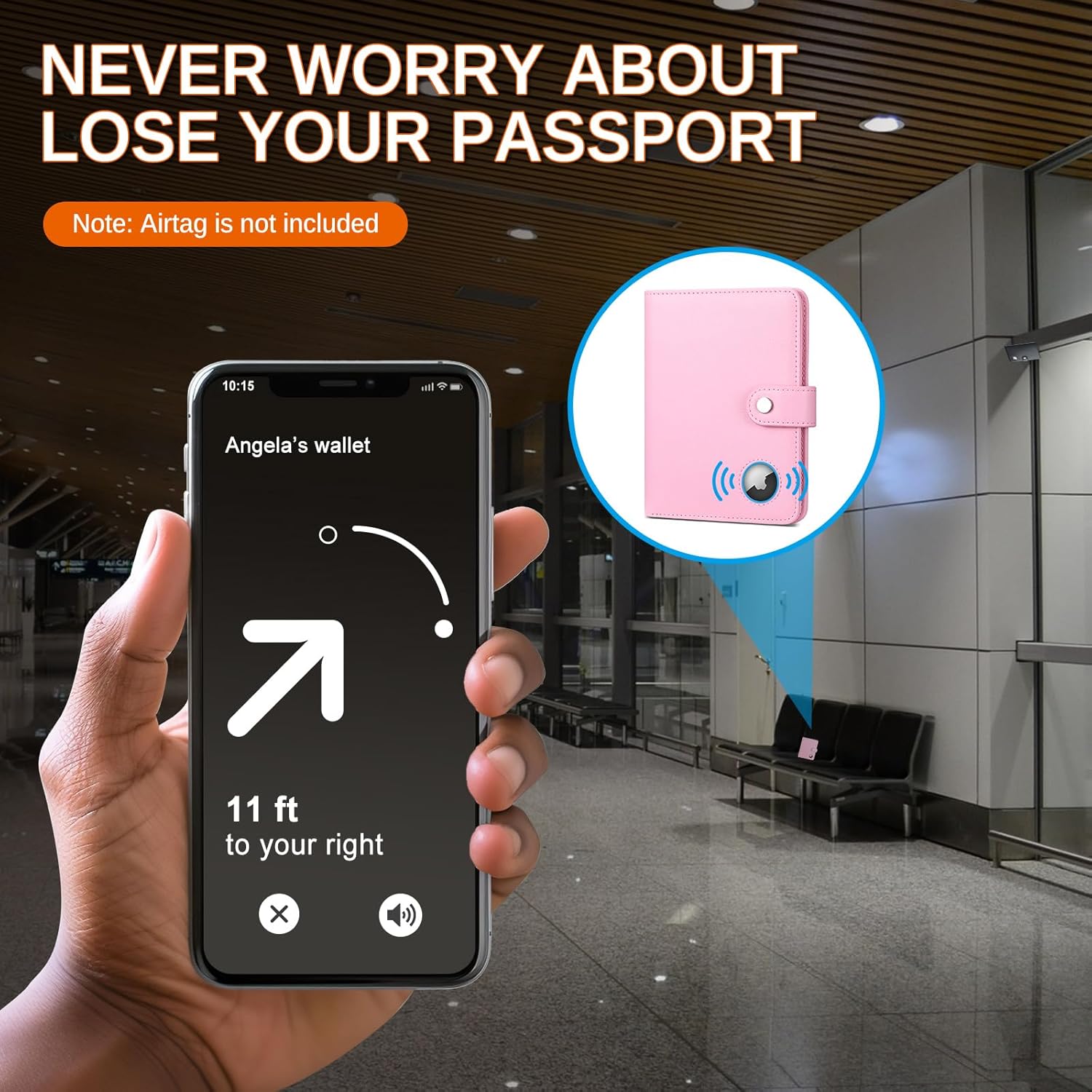 AirTag Passport Holder Wallet – Slim Faux Leather Travel Organizer for Women & Men with Card Slots & Button Closure - Abbycart