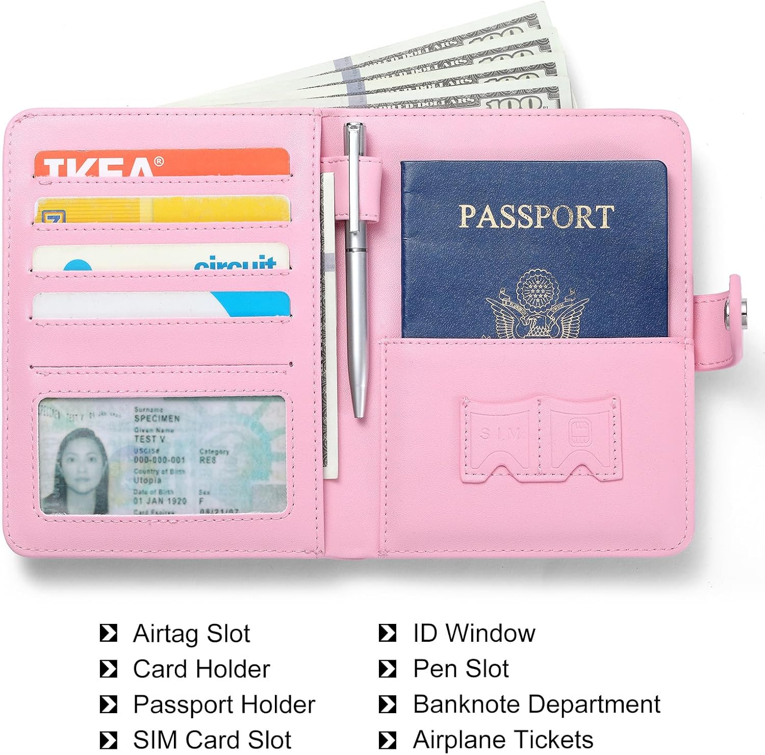 AirTag Passport Holder Wallet – Slim Faux Leather Travel Organizer for Women & Men with Card Slots & Button Closure - Abbycart