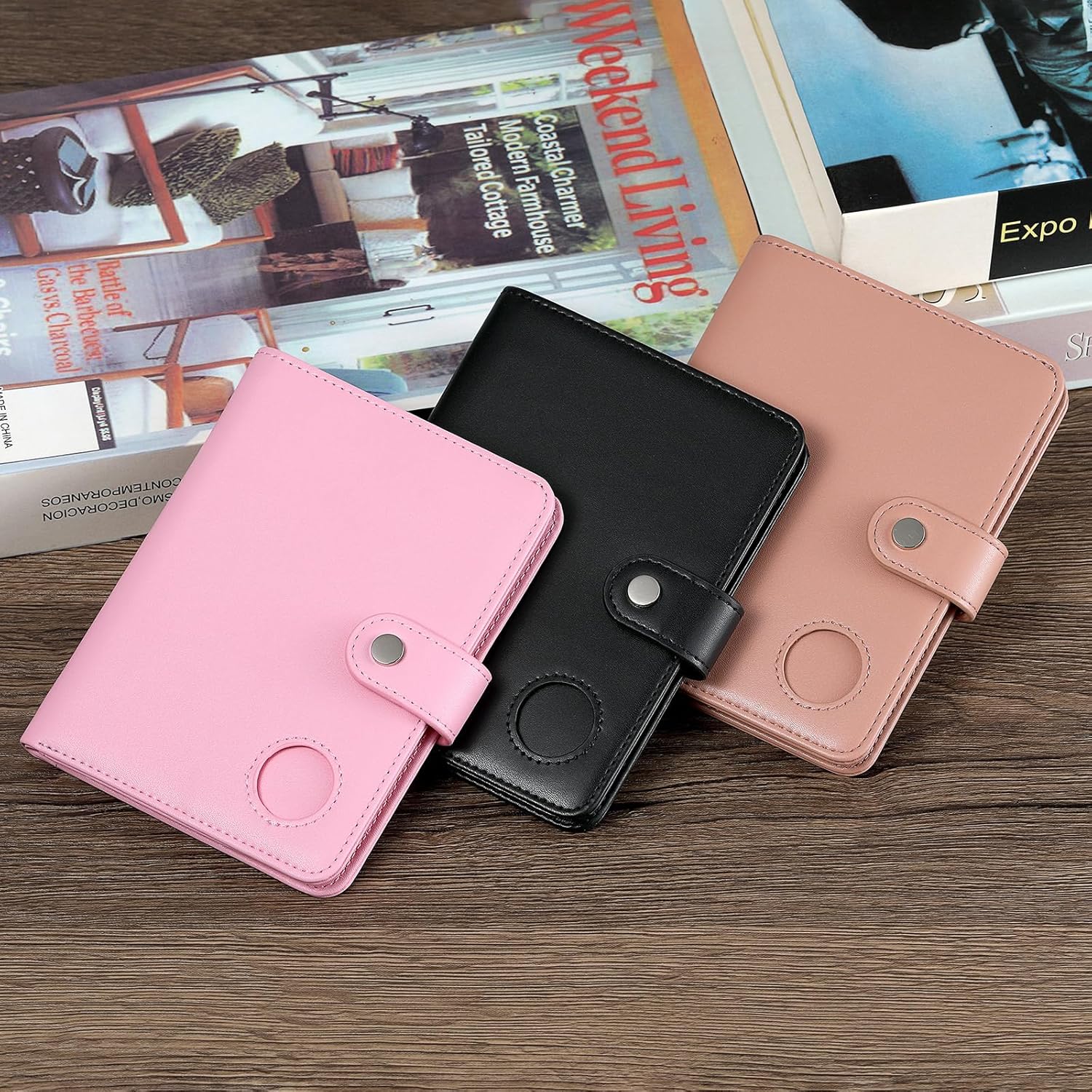 AirTag Passport Holder Wallet – Slim Faux Leather Travel Organizer for Women & Men with Card Slots & Button Closure - Abbycart