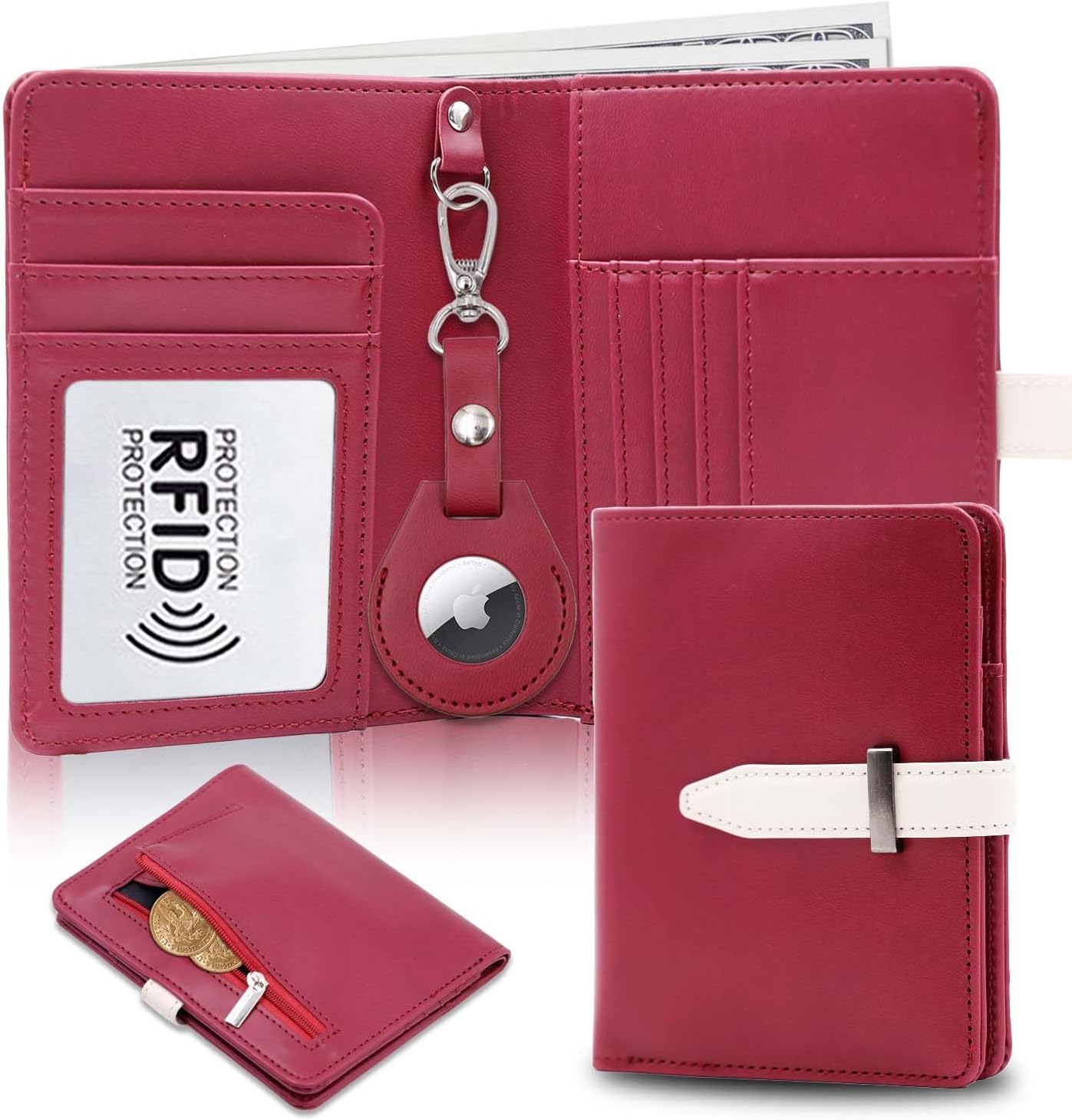AirTag Passport Holder with RFID Blocking – Compact Travel Wallet - Abbycart