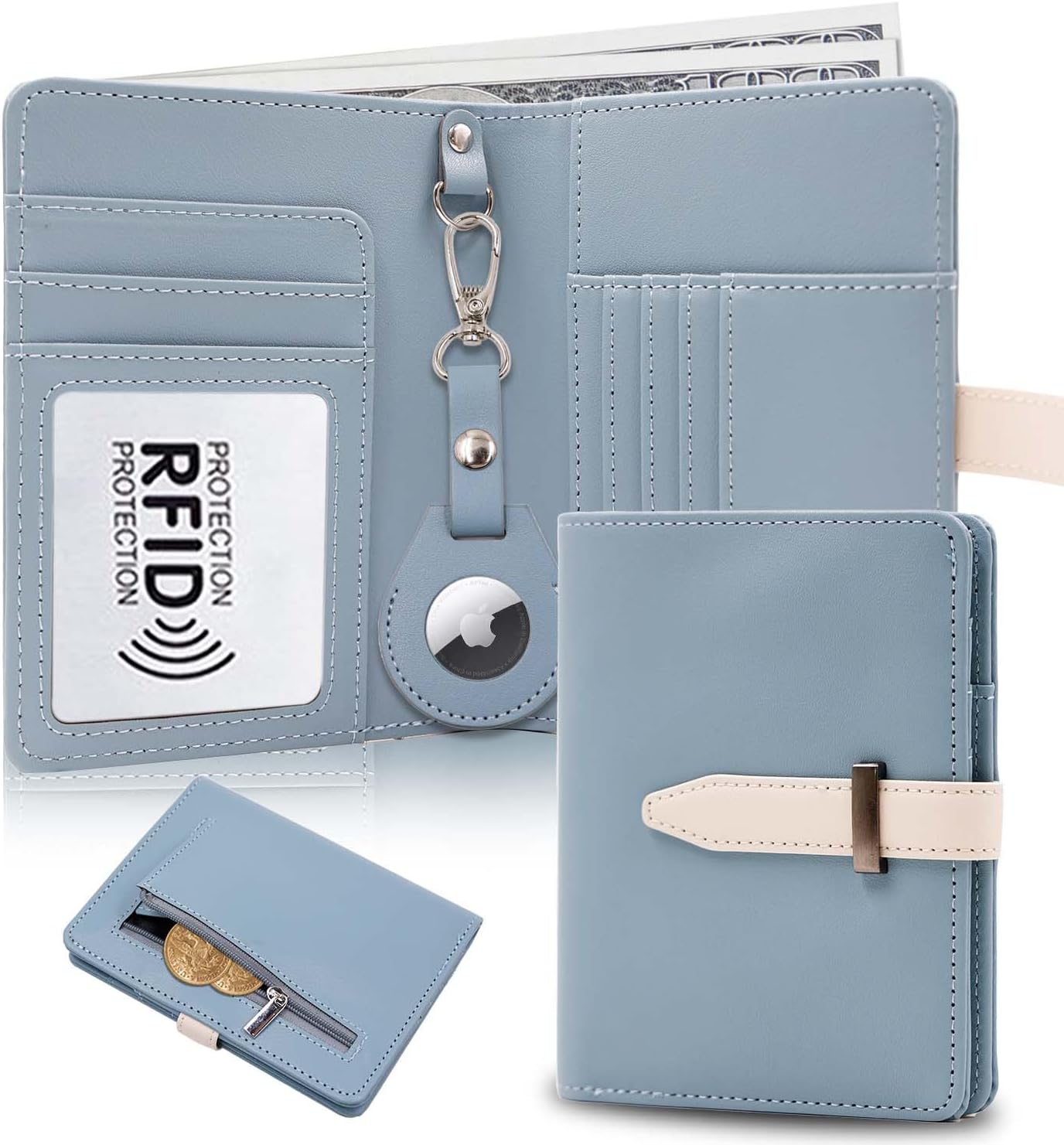 AirTag Passport Holder with RFID Blocking – Compact Travel Wallet - Abbycart