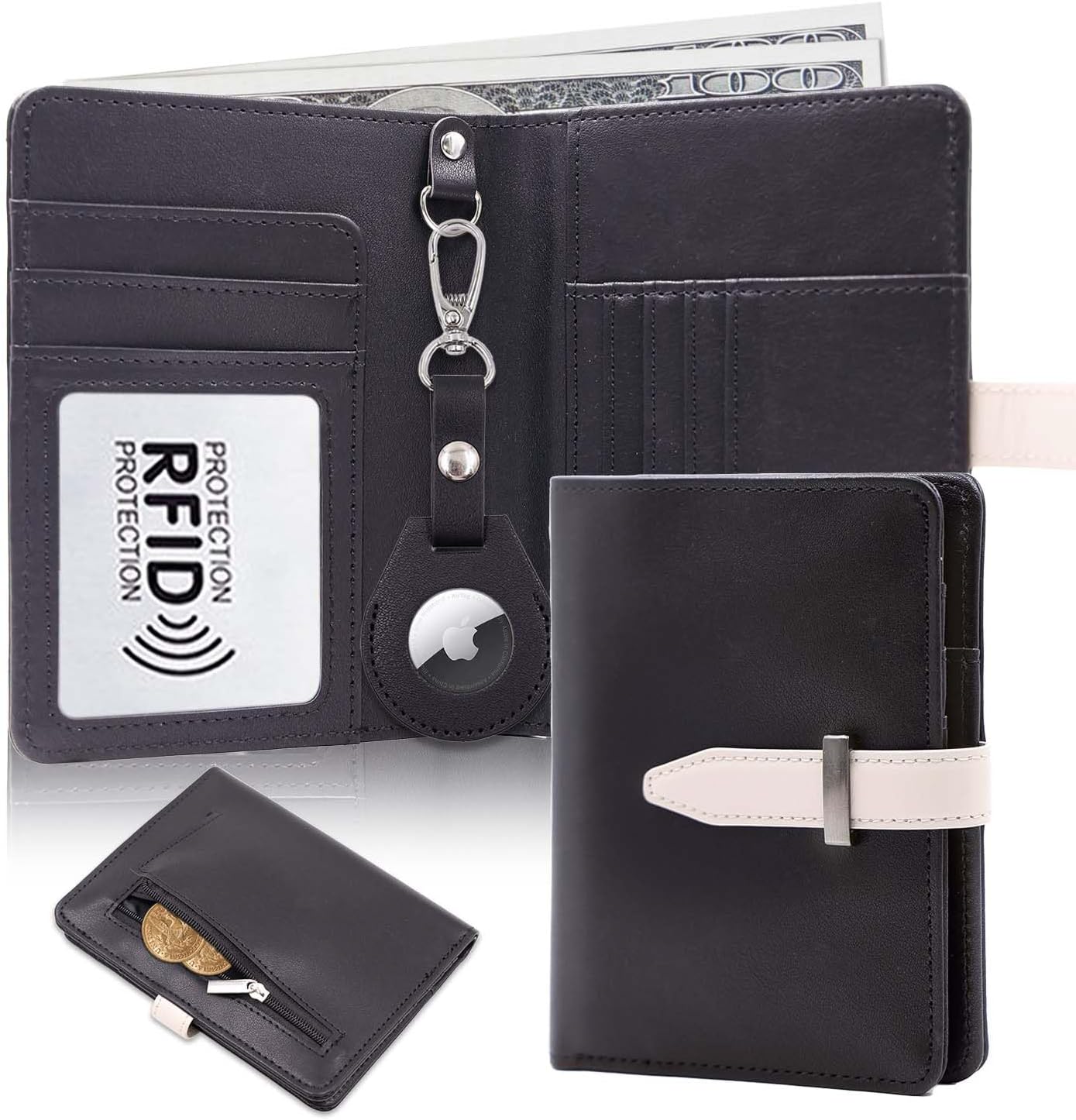 AirTag Passport Holder with RFID Blocking – Compact Travel Wallet - Abbycart