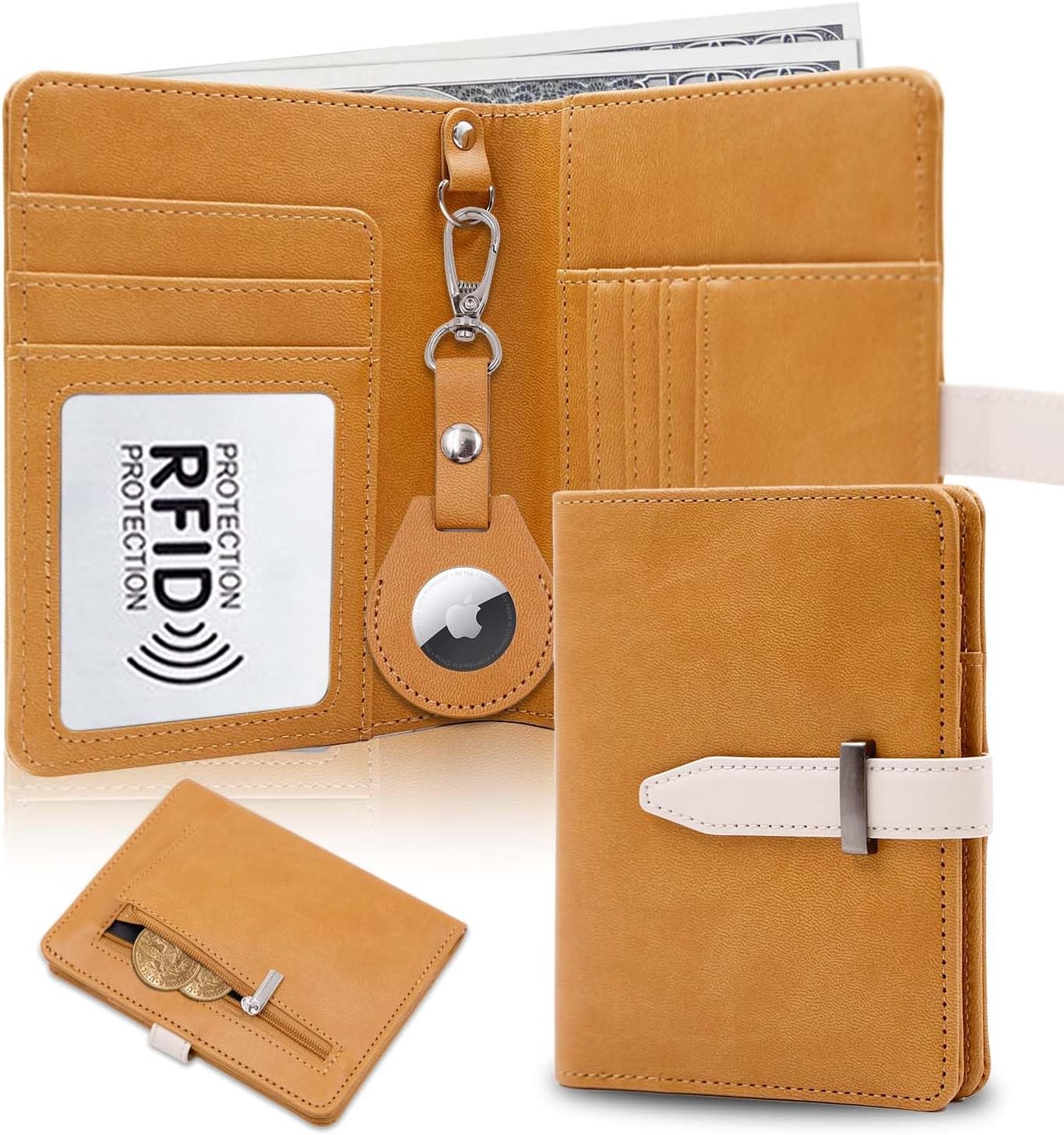 AirTag Passport Holder with RFID Blocking – Compact Travel Wallet - Abbycart