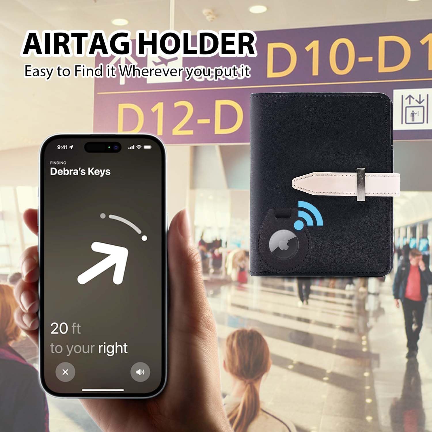 AirTag Passport Holder with RFID Blocking – Compact Travel Wallet - Abbycart