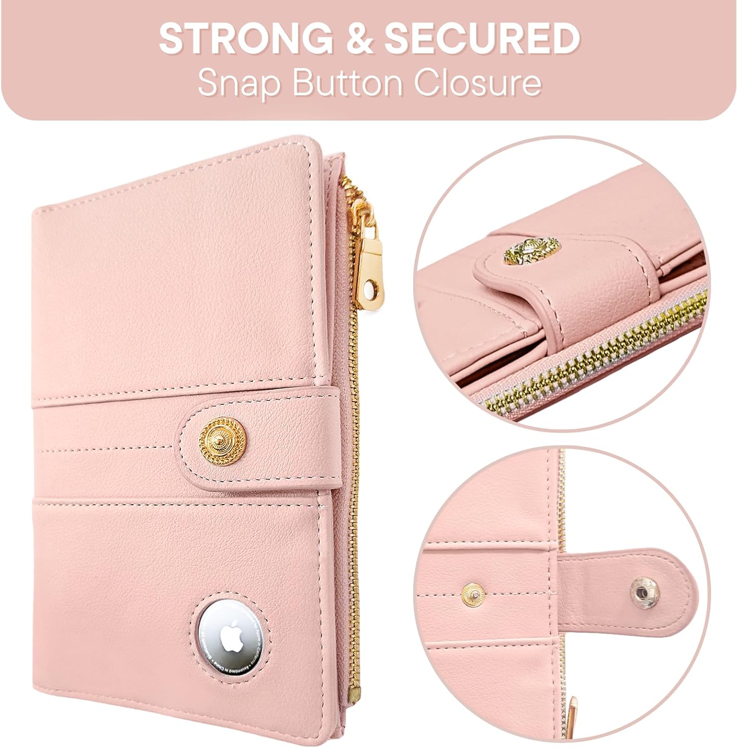 Airtag Passport Holder Women – RFID Blocking Travel Wallet with Zipper Pocket, Card Slots, Pen & Keychain - Abbycart