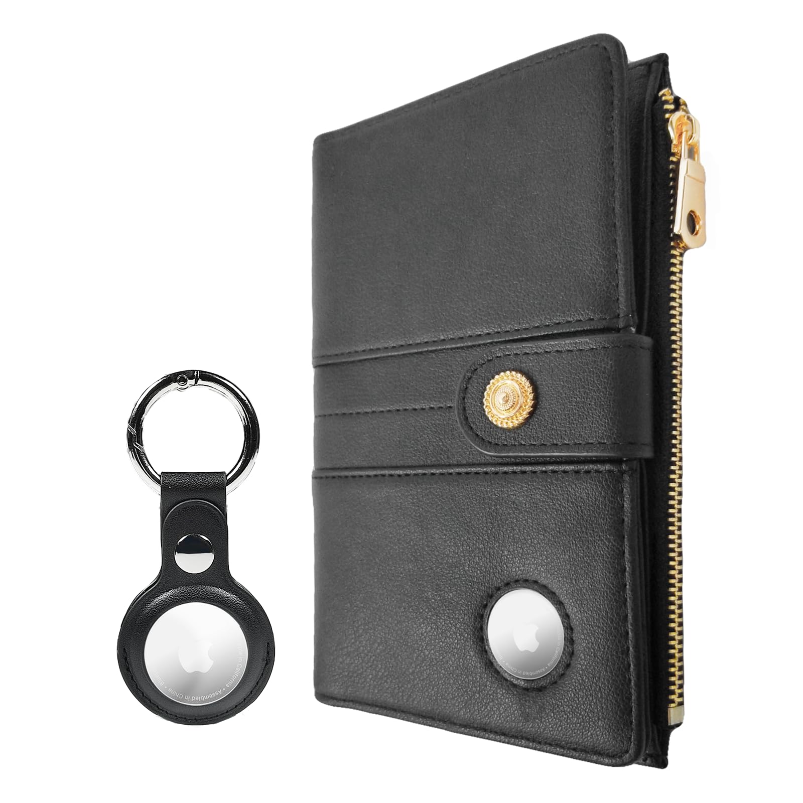 Airtag Passport Holder Women – RFID Blocking Travel Wallet with Zipper Pocket, Card Slots, Pen & Keychain - Abbycart