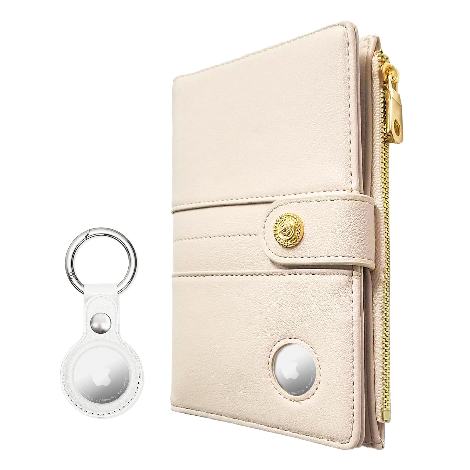 Airtag Passport Holder Women – RFID Blocking Travel Wallet with Zipper Pocket, Card Slots, Pen & Keychain - Abbycart