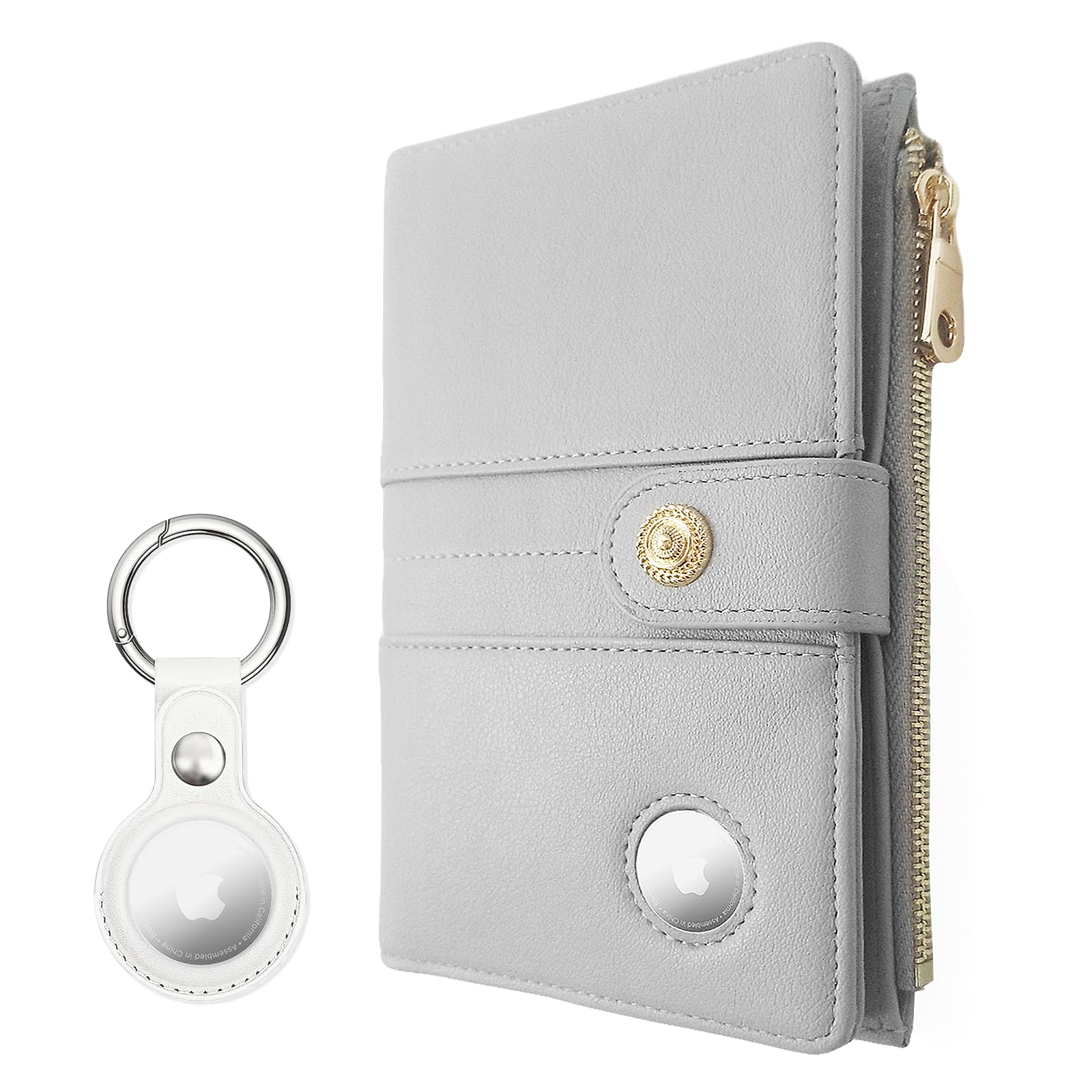 Airtag Passport Holder Women – RFID Blocking Travel Wallet with Zipper Pocket, Card Slots, Pen & Keychain - Abbycart