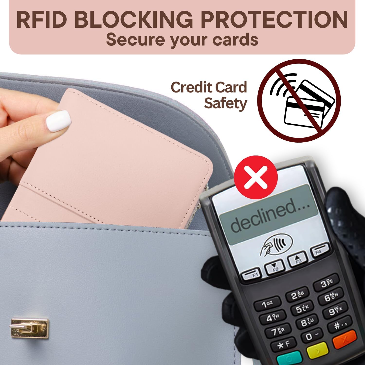 Airtag Passport Holder Women – RFID Blocking Travel Wallet with Zipper Pocket, Card Slots, Pen & Keychain - Abbycart