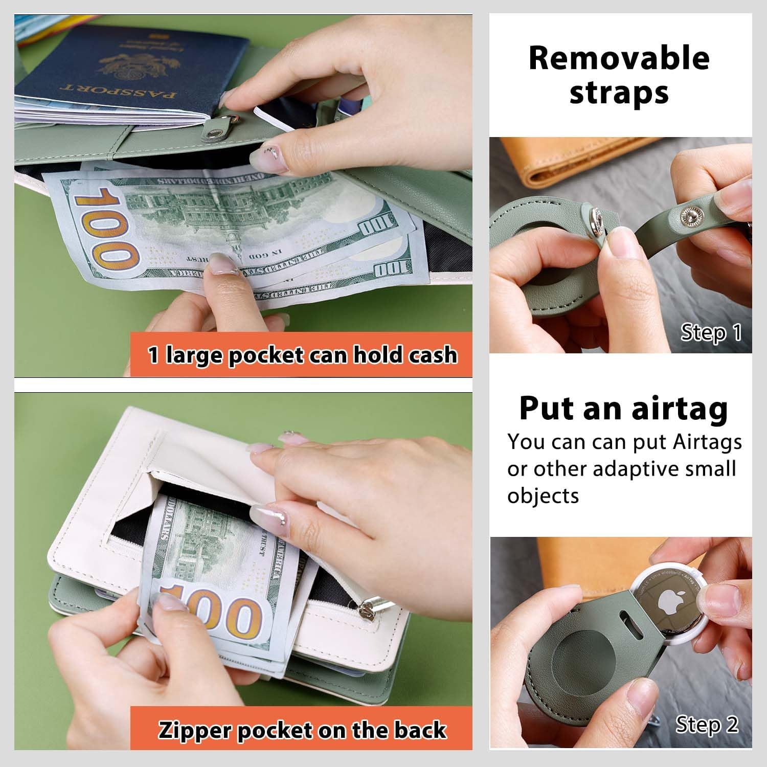 AirTag Passport Wallet – RFID Travel Organizer for Women & Men - Abbycart