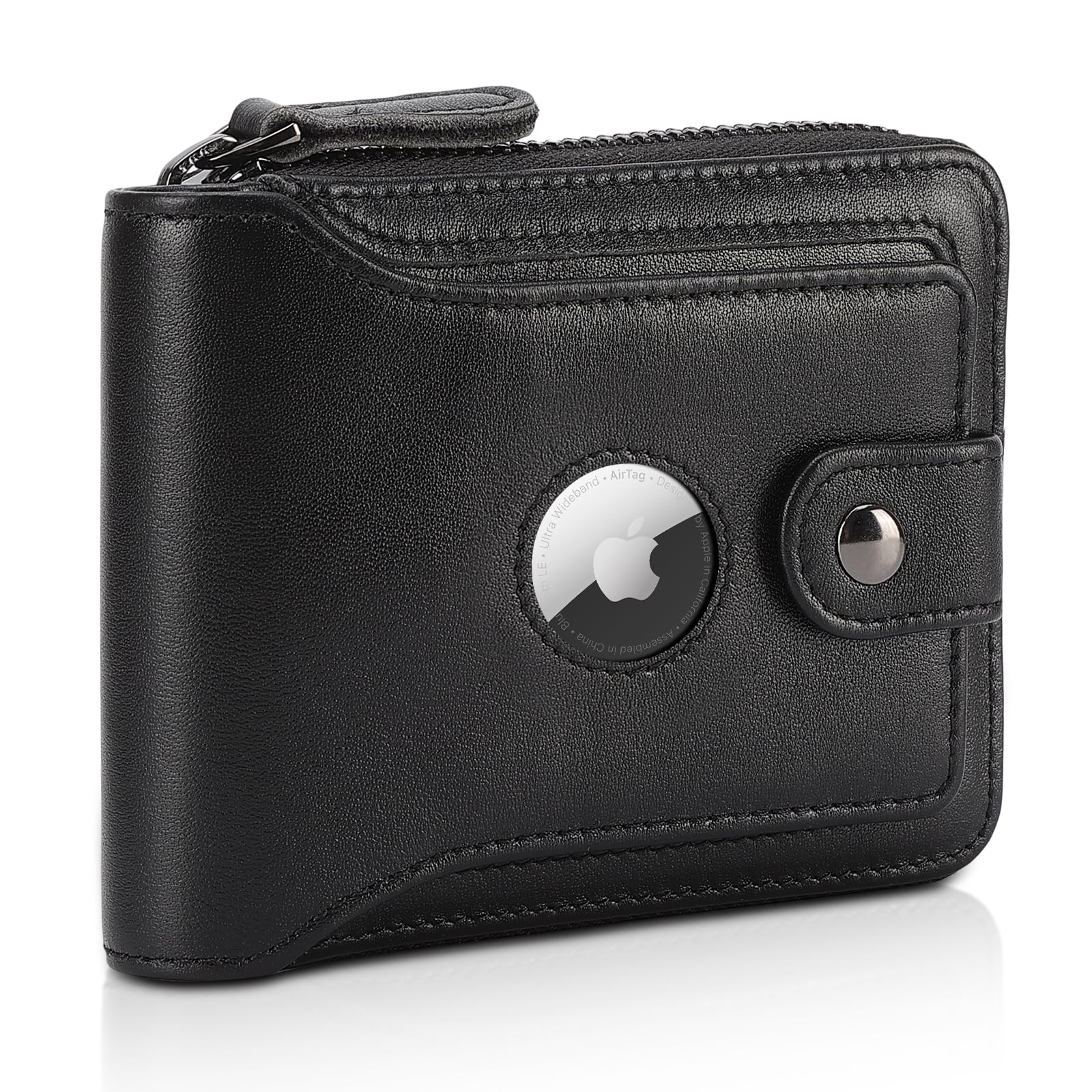 AirTag Wallet for Men – Full Grain Leather RFID Bifold