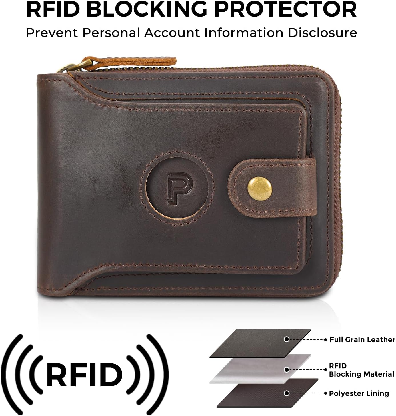 AirTag Wallet for Men – Full Grain Leather RFID Bifold - Abbycart
