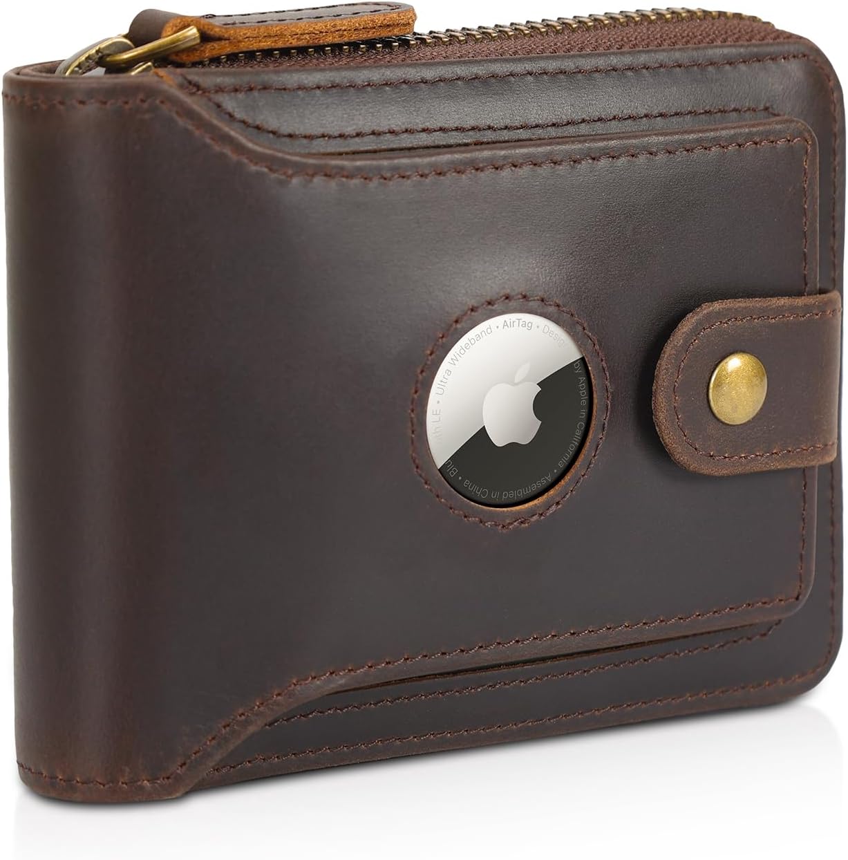 AirTag Wallet for Men – Full Grain Leather RFID Bifold