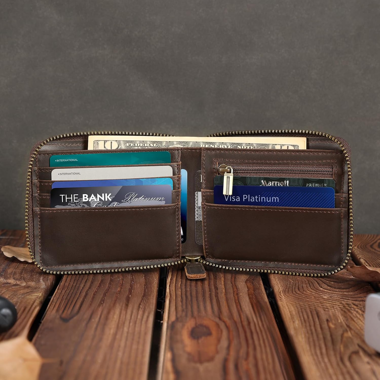 AirTag Wallet for Men – Full Grain Leather RFID Bifold - Abbycart