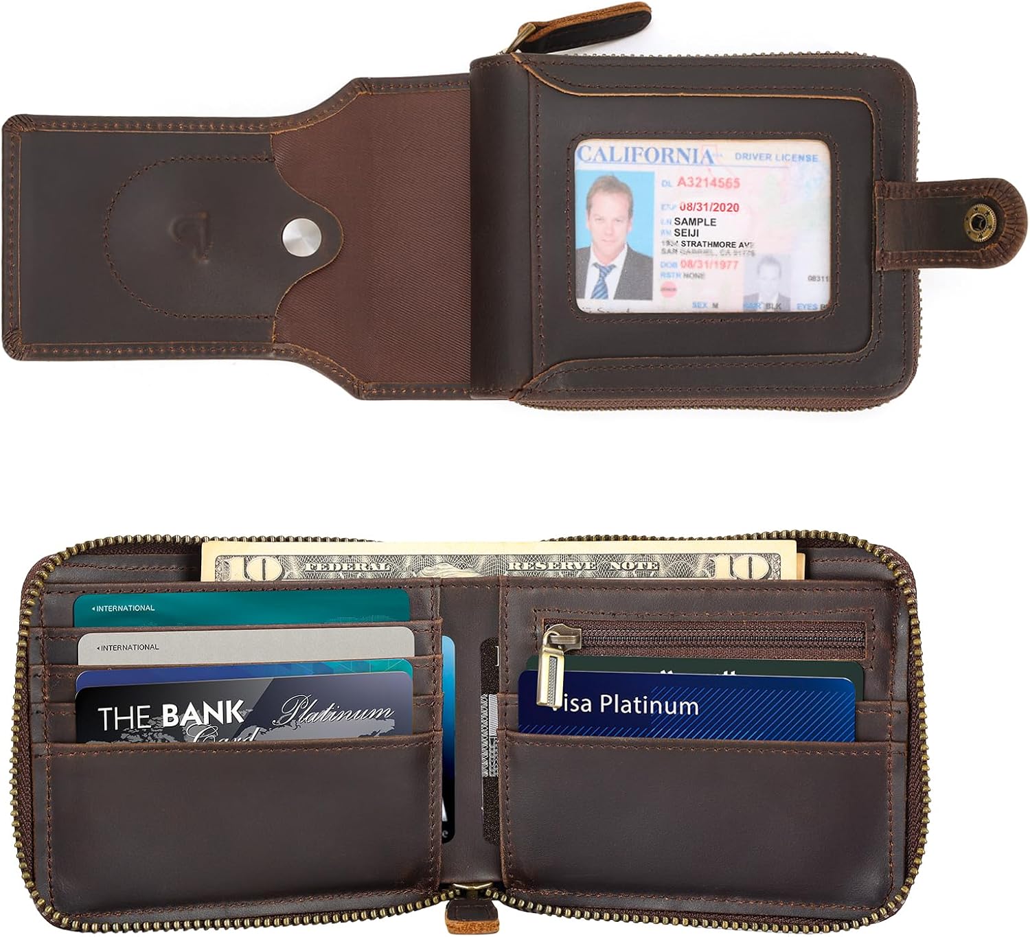 AirTag Wallet for Men – Full Grain Leather RFID Bifold - Abbycart