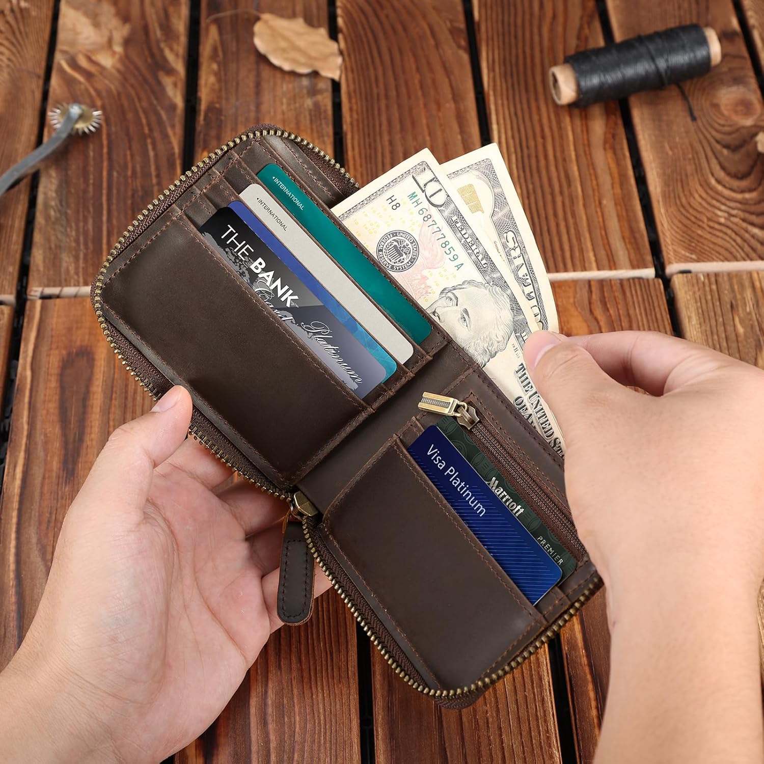 AirTag Wallet for Men – Full Grain Leather RFID Bifold - Abbycart