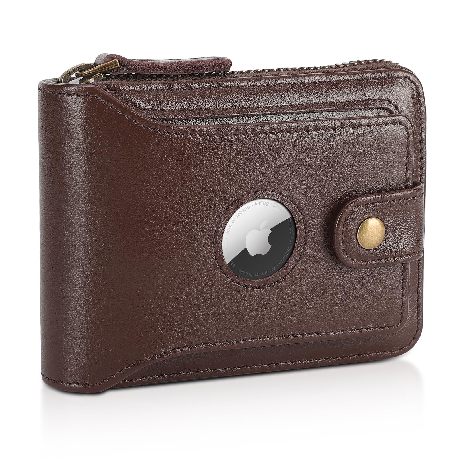 AirTag Wallet for Men – Full Grain Leather RFID Bifold