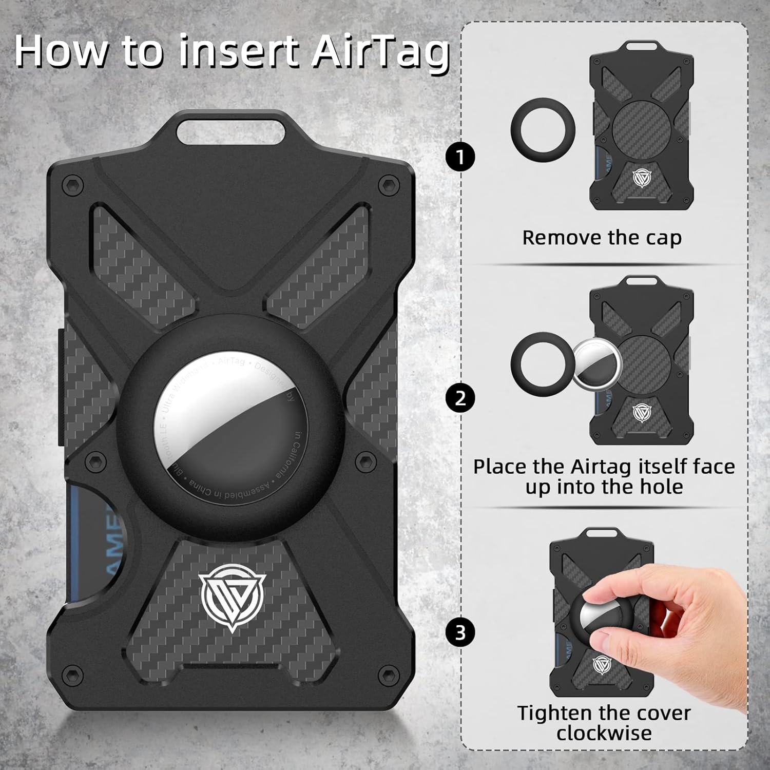 AirTag Wallet for Men (No AirTag) with Clear ID Card Holder, RFID Blocking Carbon Fiber Slim Tactical Wallet, Metal Minimalist Front Pocket Wallet Holds 15 Cards - Abbycart