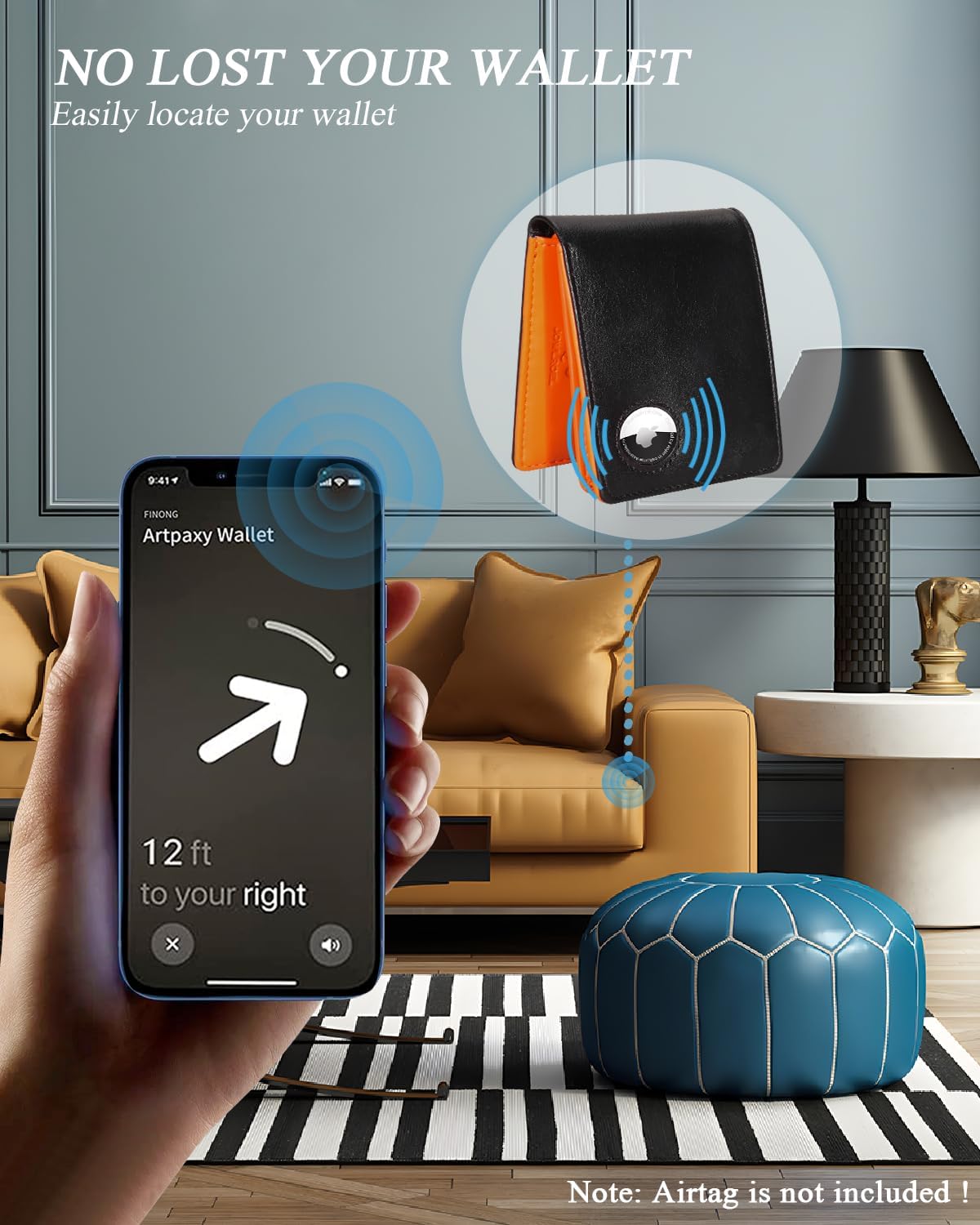 AirTag Wallet for Men – RFID Blocking Bifold Leather Wallet with 12 Card Slots & ID Windows - Abbycart