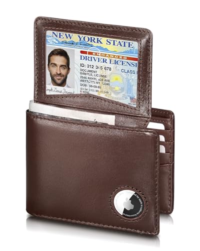 AirTag Wallet for Men – RFID Blocking Bifold Leather Wallet with 12 Card Slots & ID Windows - Abbycart