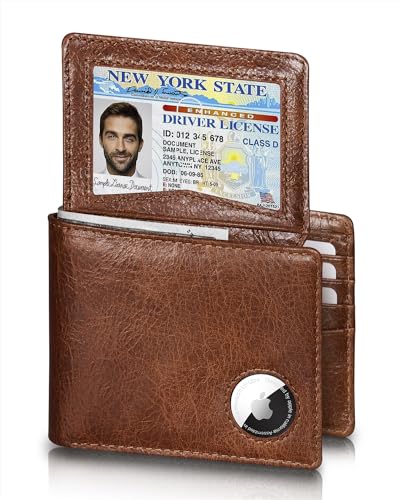 AirTag Wallet for Men – RFID Blocking Bifold Leather Wallet with 12 Card Slots & ID Windows - Abbycart