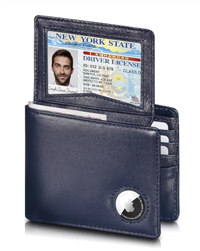 AirTag Wallet for Men – RFID Blocking Bifold Leather Wallet with 12 Card Slots & ID Windows - Abbycart