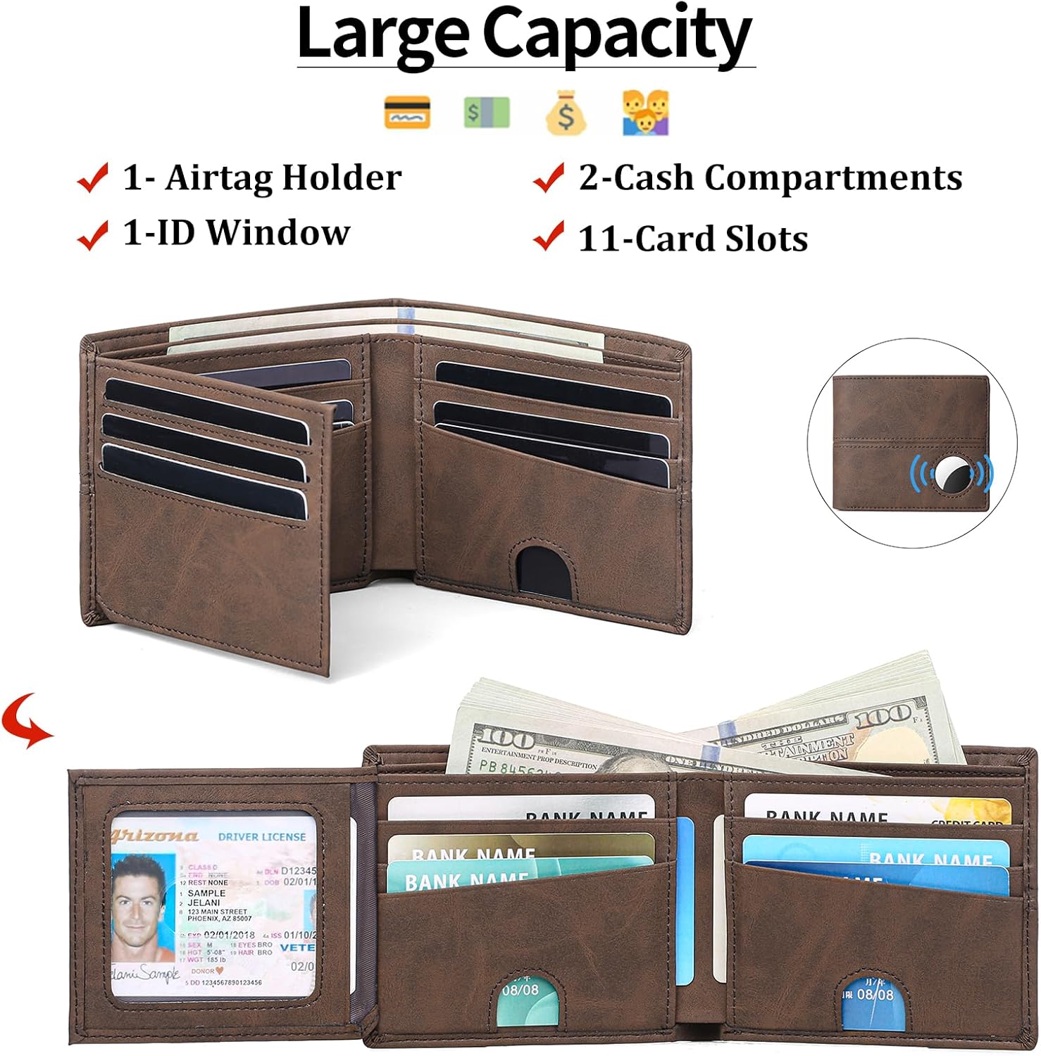 AirTag Wallet for Men – RFID Blocking Leather Bifold - Abbycart