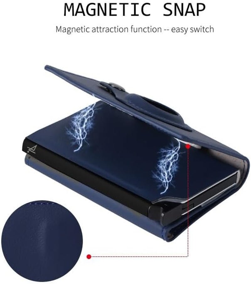 Airtag Wallet for Men - RFID Blocking Leather Slim Wallet with AirTag Holder, Pop - Up Card Slot, Money Clip, and ID Window - Abbycart