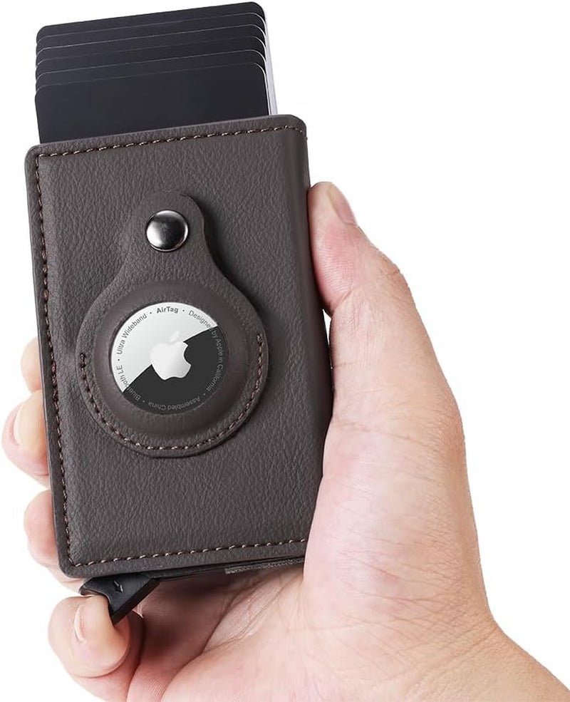 Airtag Wallet for Men - RFID Blocking Leather Slim Wallet with AirTag Holder, Pop - Up Card Slot, Money Clip, and ID Window - Abbycart