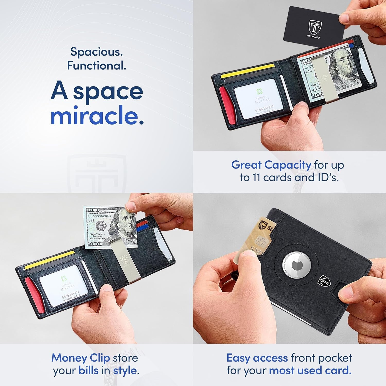 AirTag Wallet for Men - RFID Blocking Slim Bifold with Money Clip & Card Holder - Abbycart