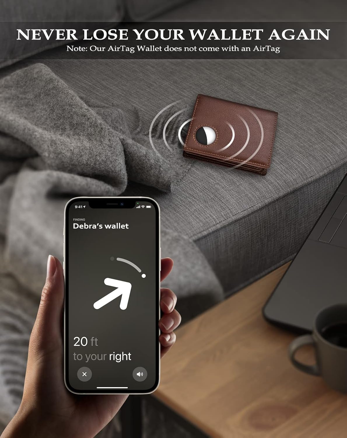 AirTag Wallet for Men – RFID Leather Bifold with Card Slots - Abbycart