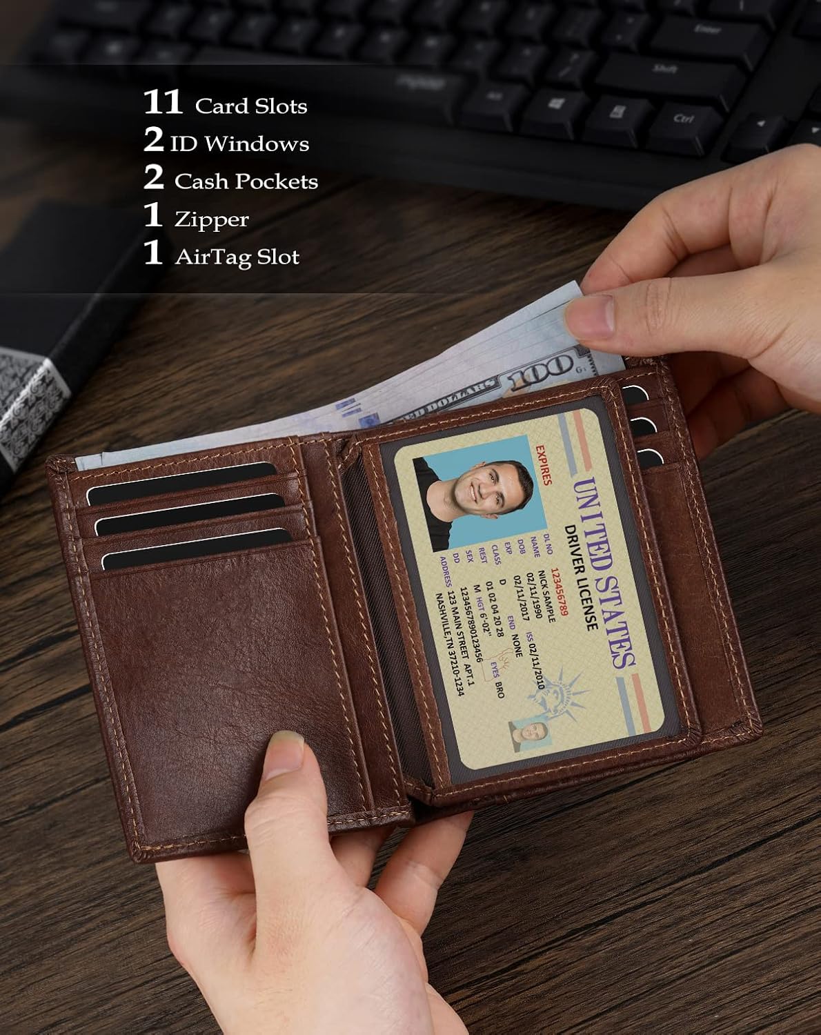 AirTag Wallet for Men – RFID Leather Bifold with Card Slots - Abbycart