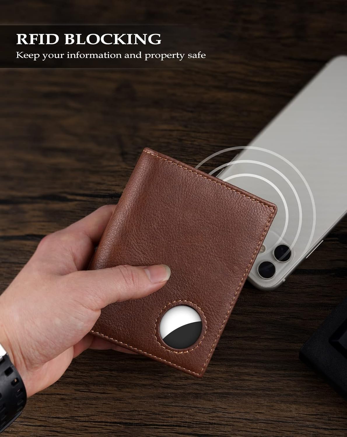 AirTag Wallet for Men – RFID Leather Bifold with Card Slots - Abbycart