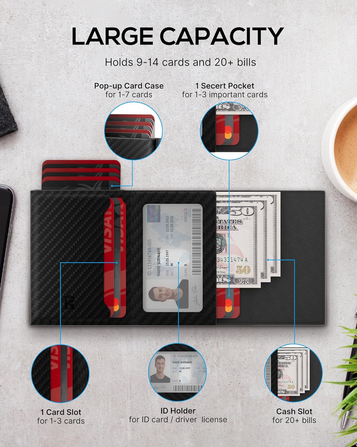 AirTag Wallet for Men – RFID Slim Pop - Up Card Holder - Abbycart