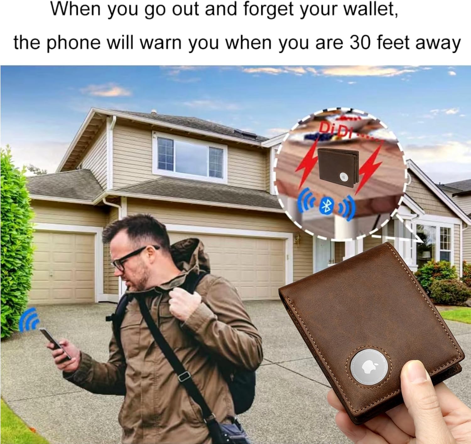 AirTag Wallet for Men – Slim Leather Bifold, RFID Blocking Small Card Holder (AirTag Not Included) - Abbycart