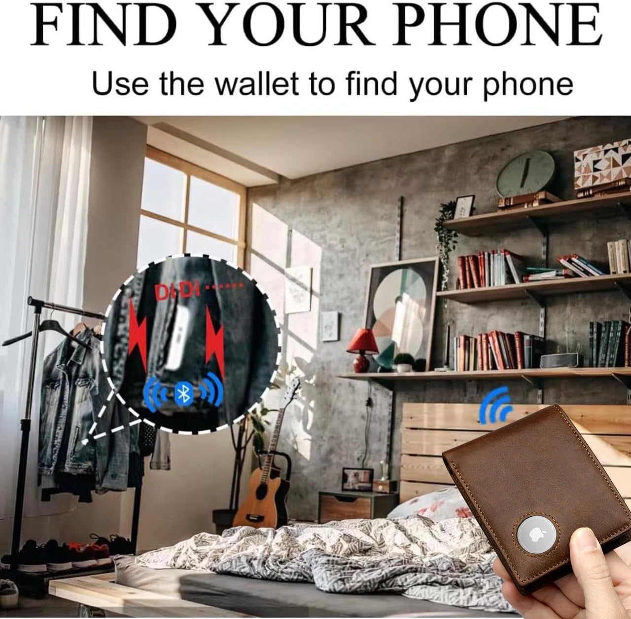 AirTag Wallet for Men – Slim Leather Bifold, RFID Blocking Small Card Holder (AirTag Not Included) - Abbycart