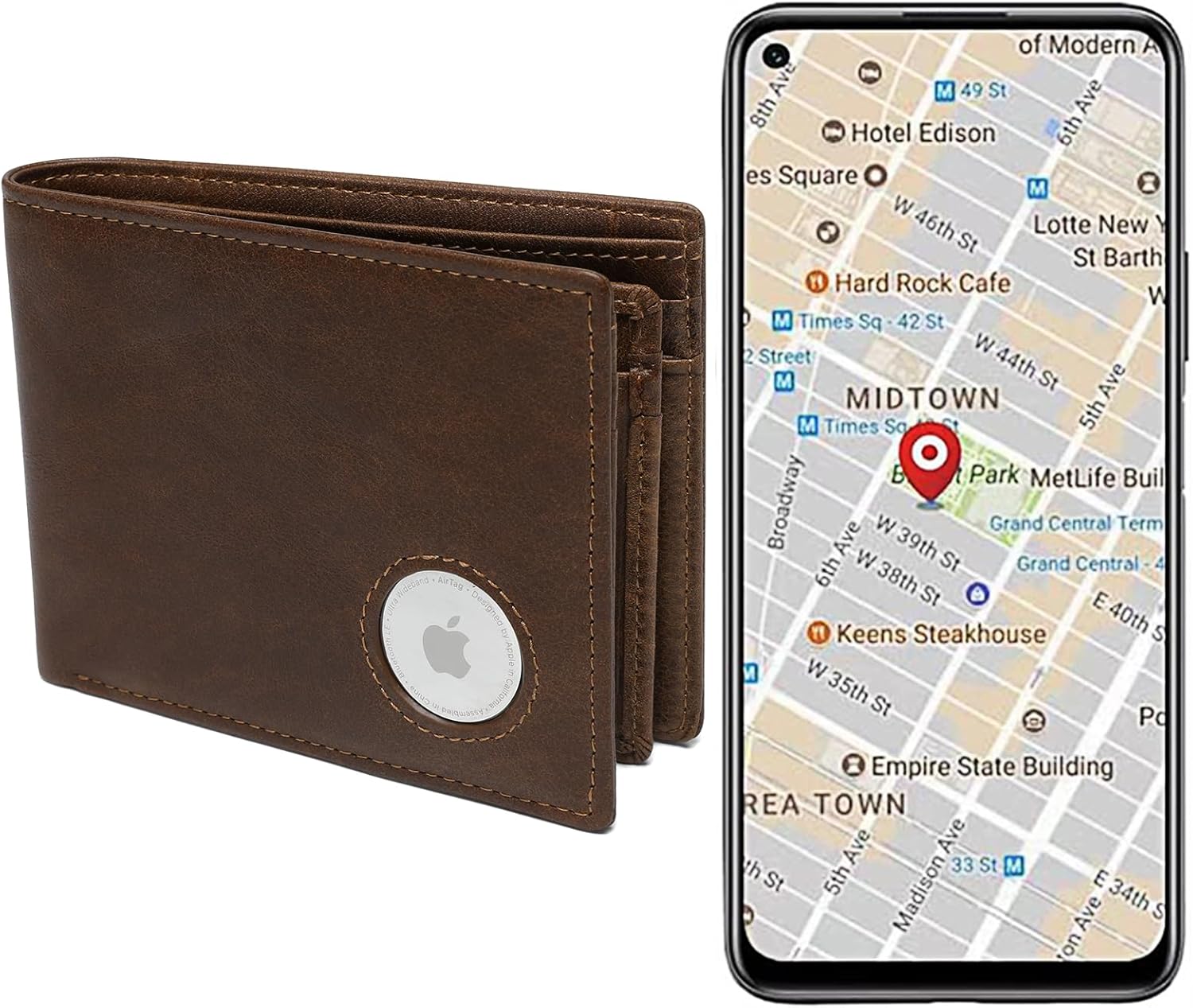 AirTag Wallet for Men – Slim Leather Bifold, RFID Blocking Small Card Holder (AirTag Not Included) - Abbycart