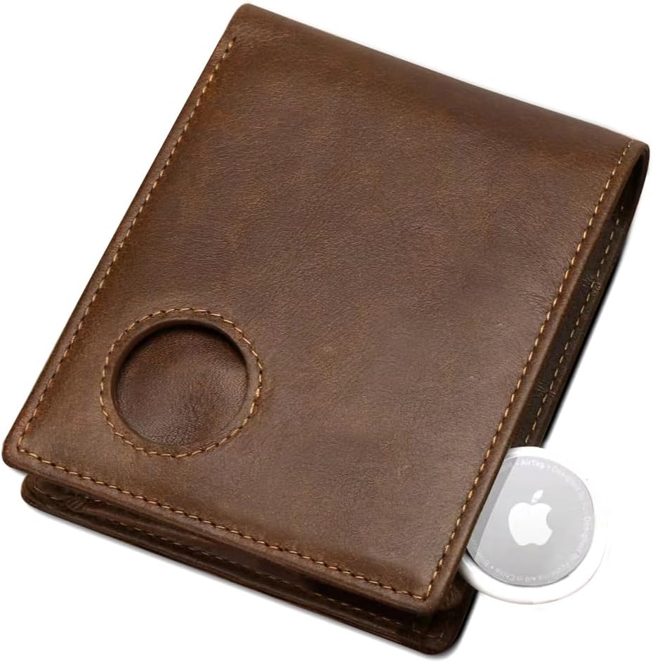 AirTag Wallet for Men – Slim Leather Bifold, RFID Blocking Small Card Holder (AirTag Not Included) - Abbycart