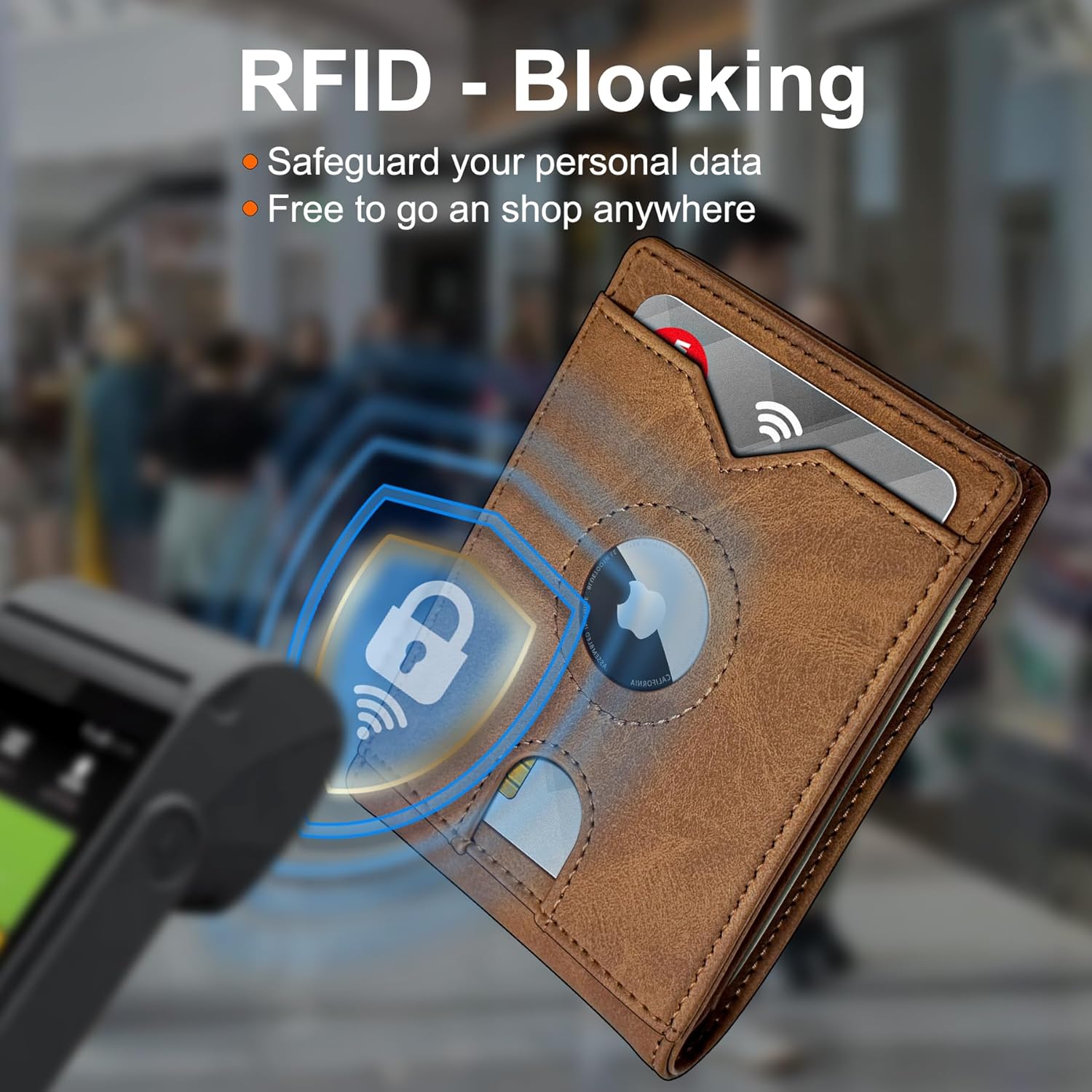 AirTag Wallet for Men – Slim Leather RFID Blocking Bifold with ID Windows, Cash Pocket & Gift Box - Abbycart