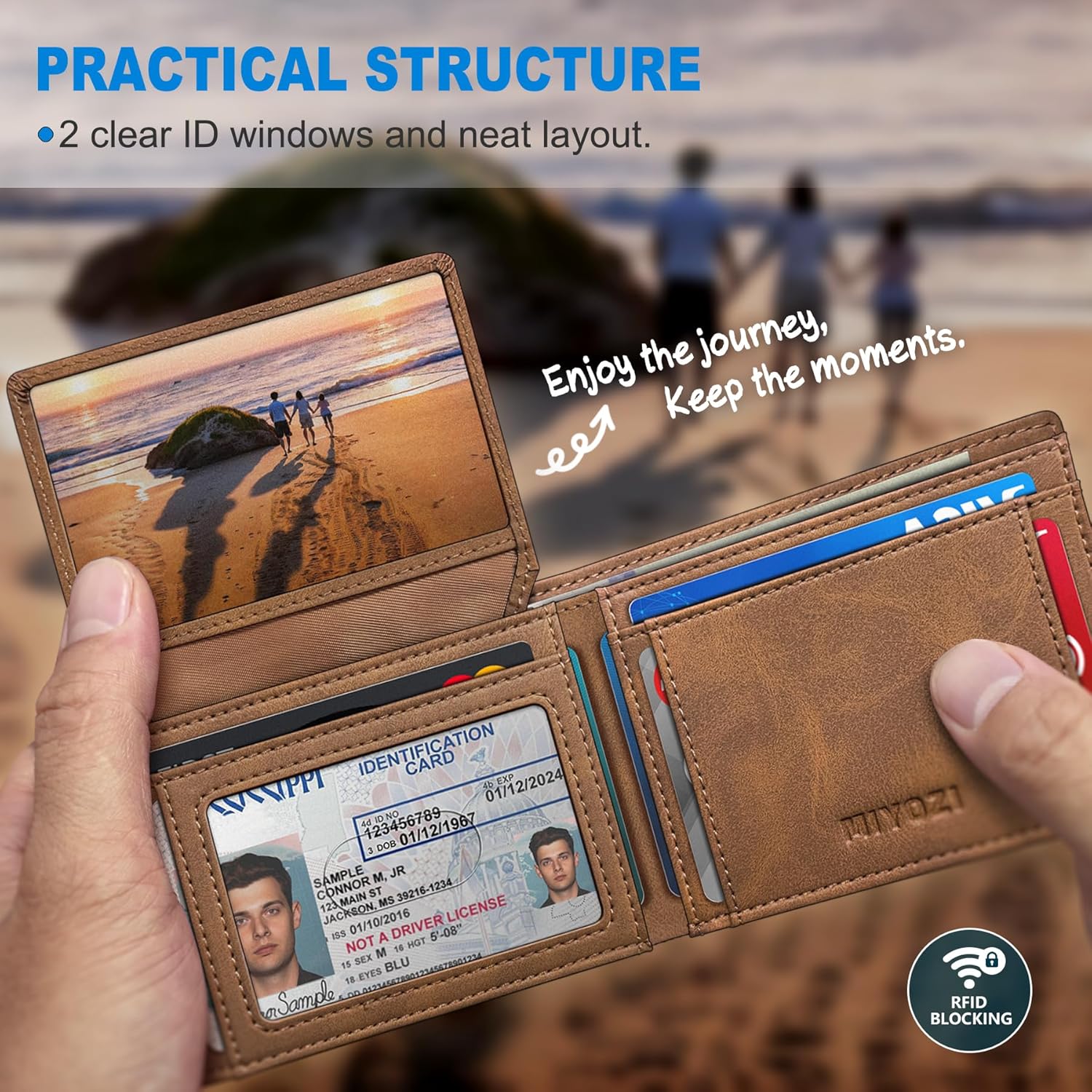 AirTag Wallet for Men – Slim Leather RFID Blocking Bifold with ID Windows, Cash Pocket & Gift Box - Abbycart