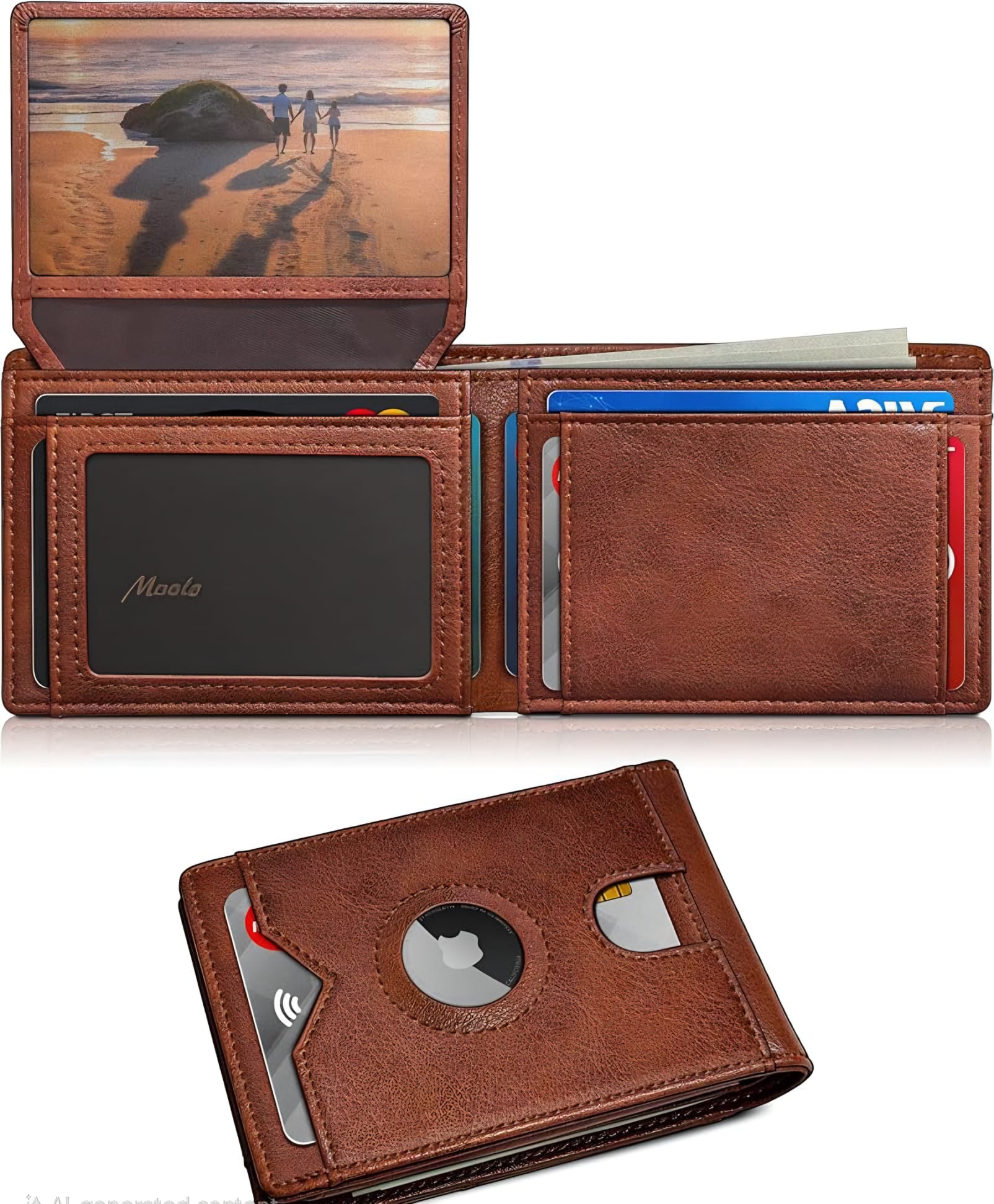 AirTag Wallet for Men – Slim Leather RFID Blocking Bifold with ID Windows, Cash Pocket & Gift Box