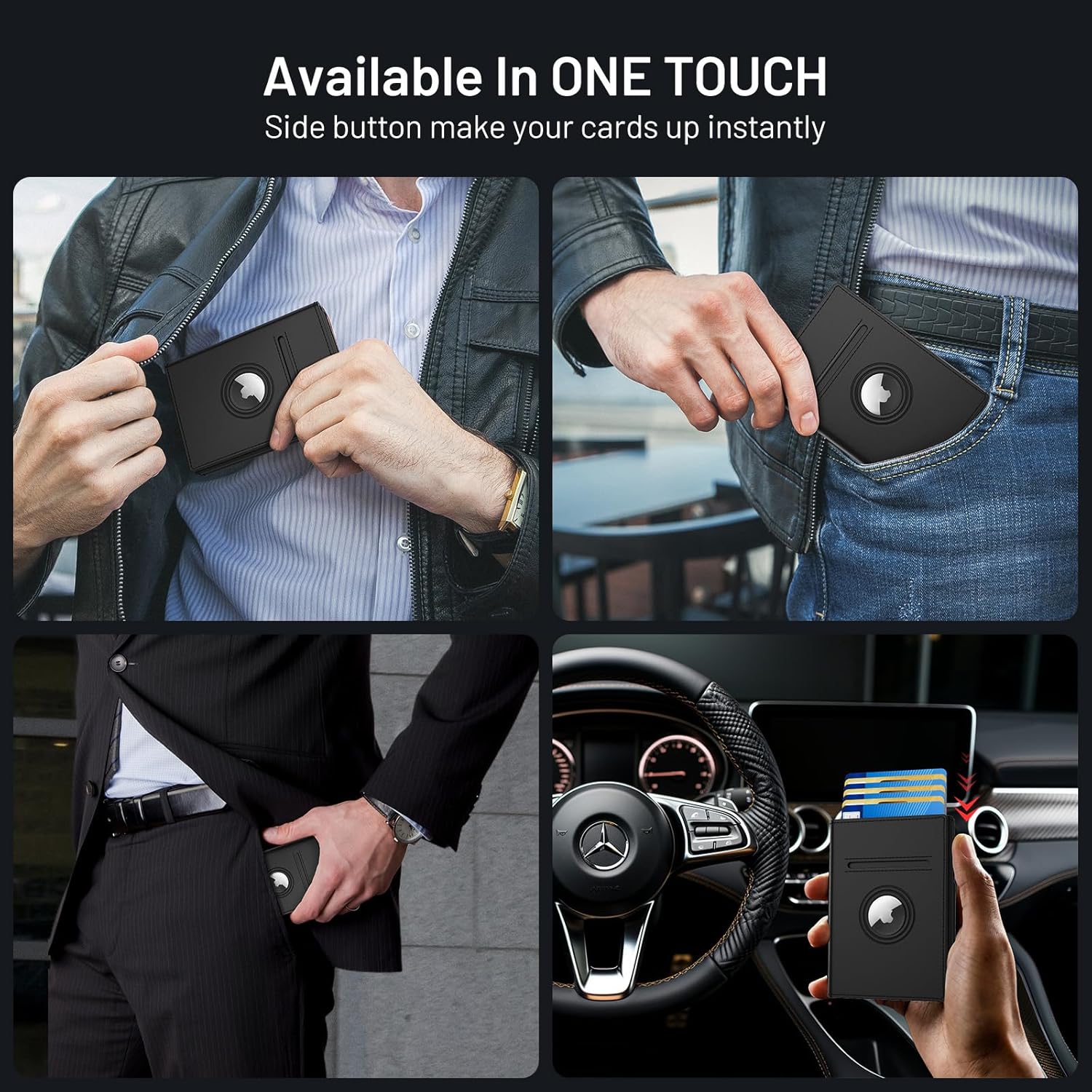 AirTag Wallet for Men – Slim Leather RFID Trifold Wallet