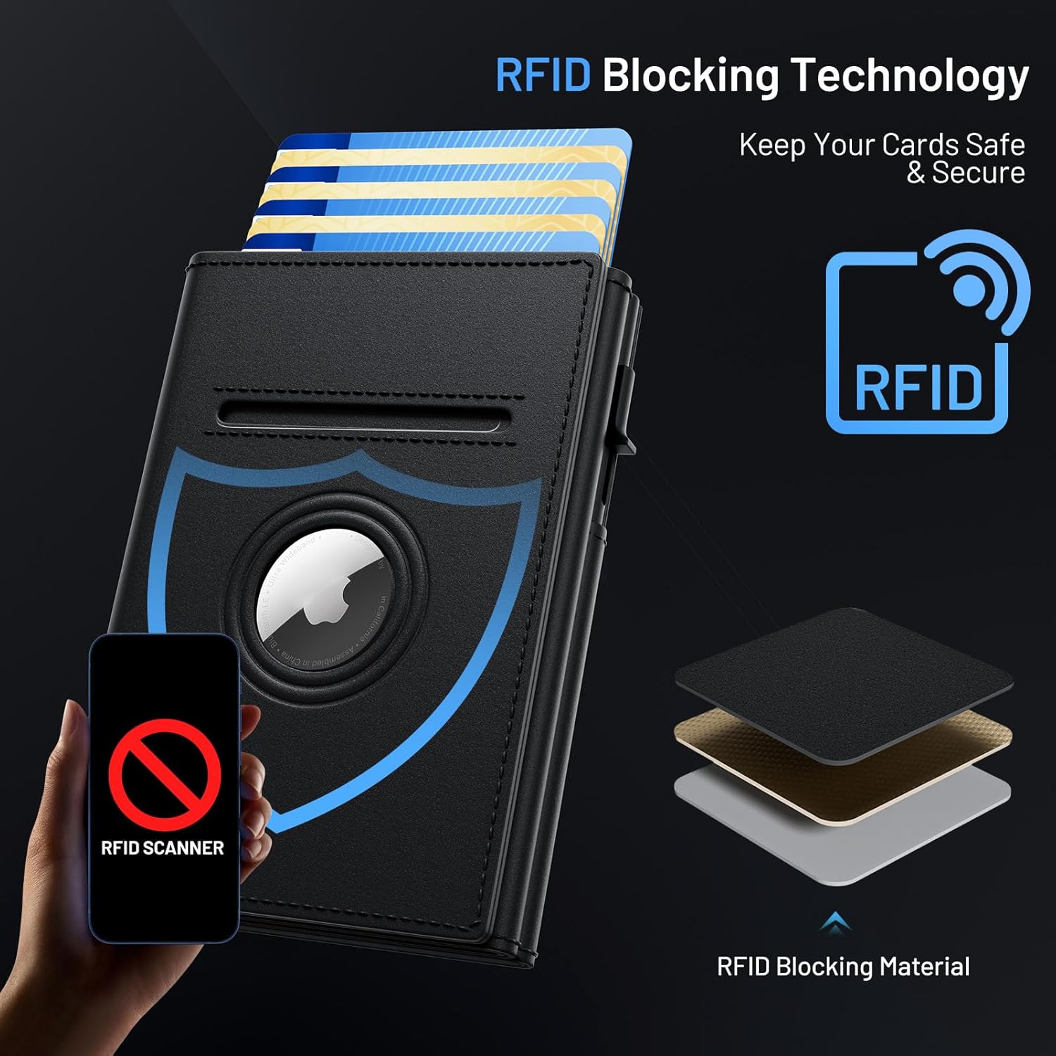 AirTag Wallet for Men – Slim Leather RFID Trifold Wallet - Abbycart