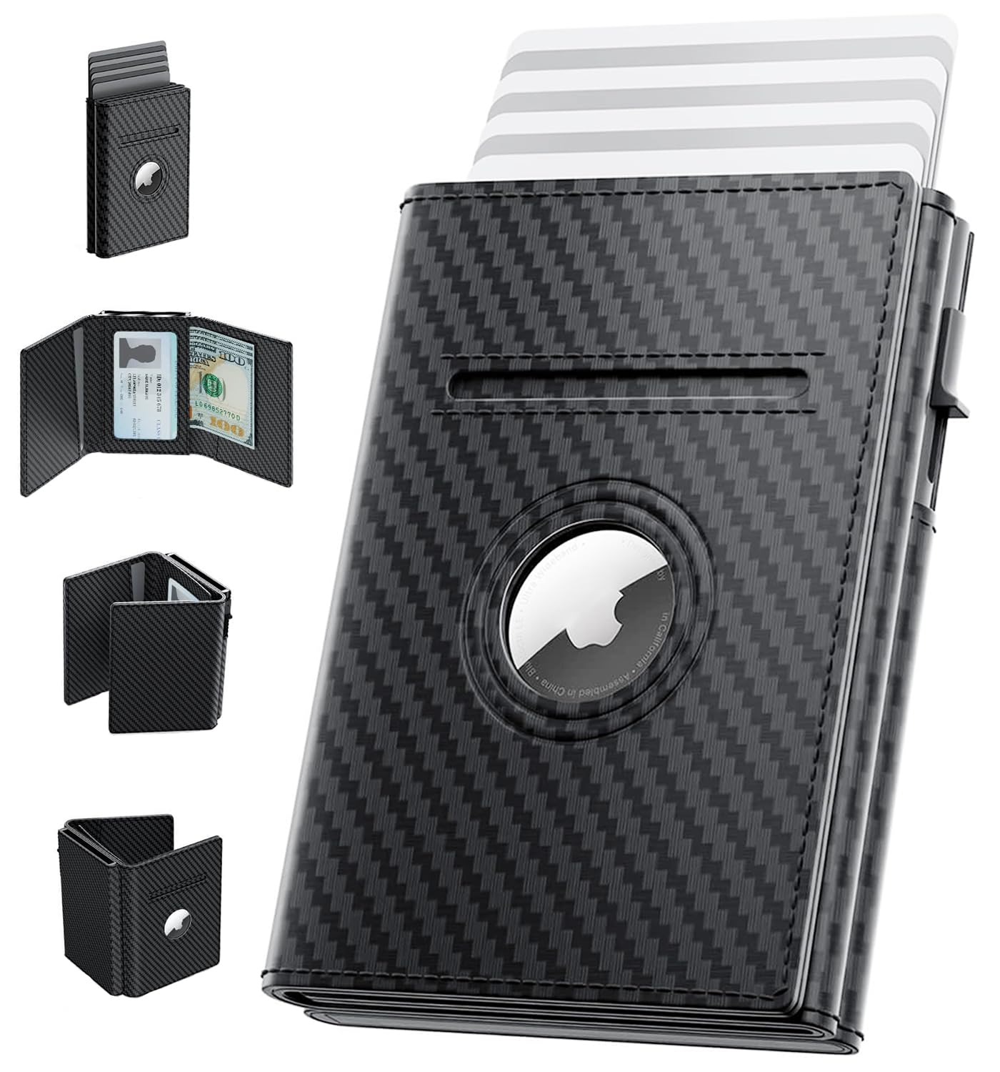 AirTag Wallet for Men – Slim Leather RFID Trifold Wallet