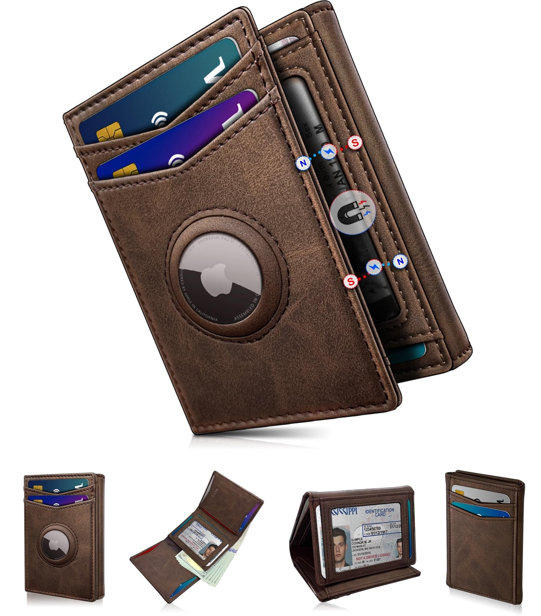 AirTag Wallet for Men – Slim Leather Trifold RFID Blocking - Abbycart