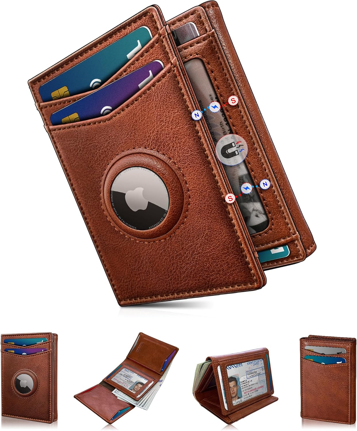AirTag Wallet for Men – Slim Leather Trifold RFID Blocking - Abbycart