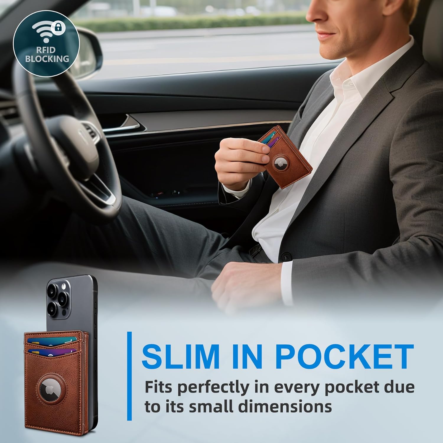 AirTag Wallet for Men – Slim Leather Trifold RFID Blocking - Abbycart